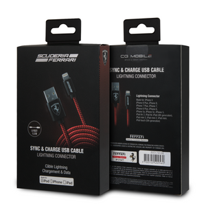 Cable Ferrari Lightning Tejido 1 metro Rojo