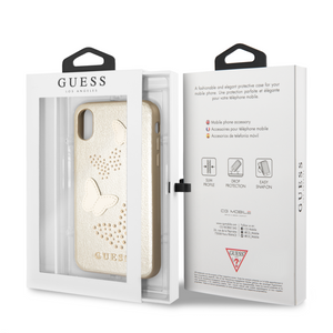 Forro/ Funda Guess PU Piel Mariposas Beige iPhone X