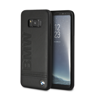 Forro/ Funda BMW logo Vertical Piel Negra Samsung S8