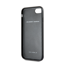 Cargar imagen en el visor de la galería, Forro/ Funda Ferrari franjas verticales piel negro  iPhone 6,7,8 y SE
