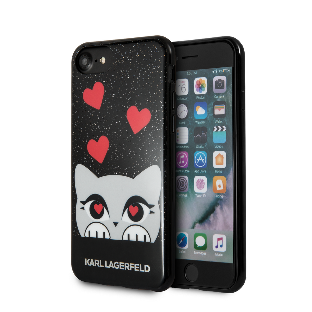 Forro/ Funda Karl Lagerfeld Choupette Valentín negro iPhone 6,7,8 y SE