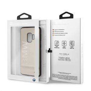 Forro/ Funda BMW Logo vertical piel Beige Samsung S9