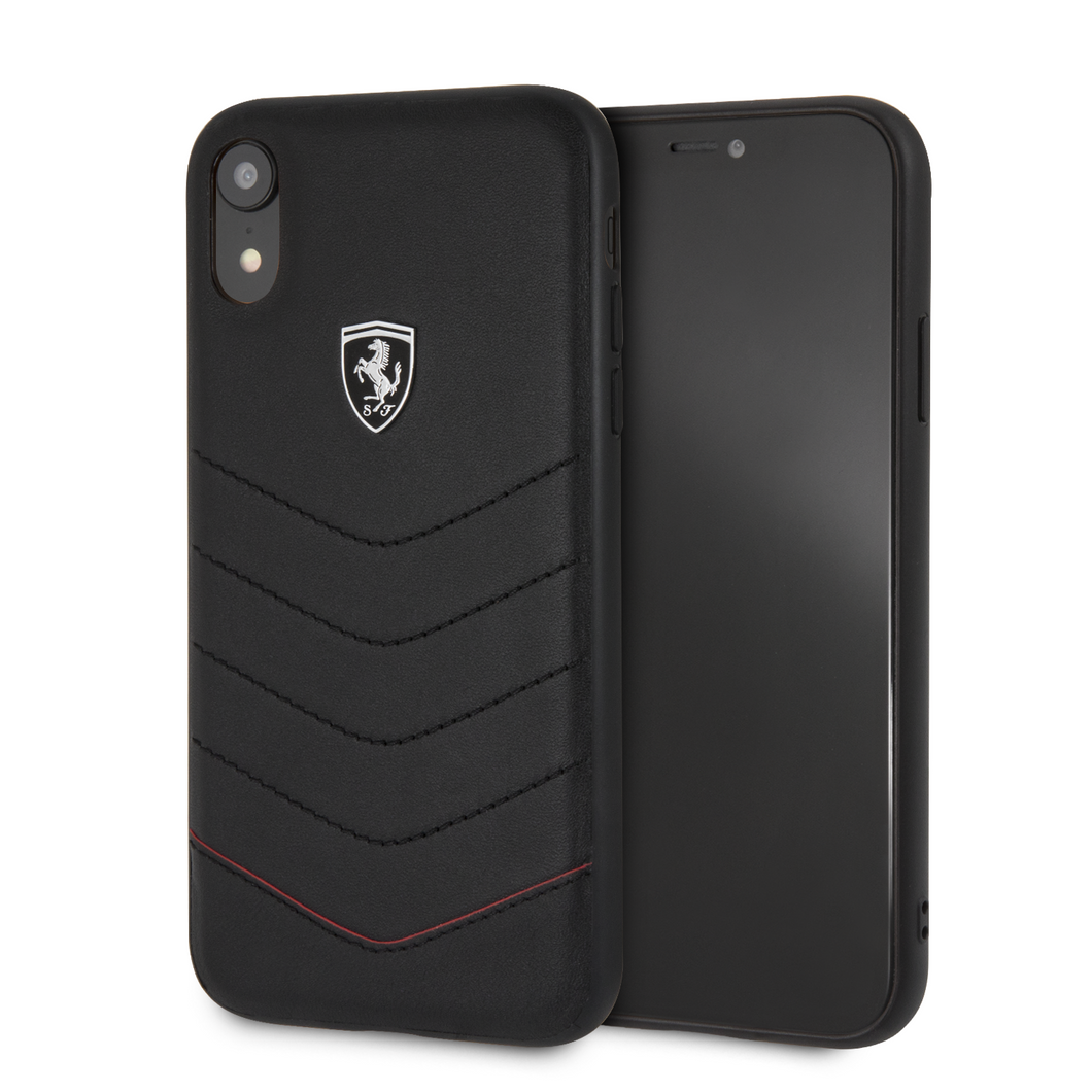 Forro/ Funda Ferrari piel acolchonada negro iPhone Xr